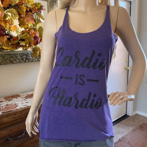FIFTH SUN Cardio Is Hardio Racerback Tank Top In Purple Size Medium New - Picture 9 of 9